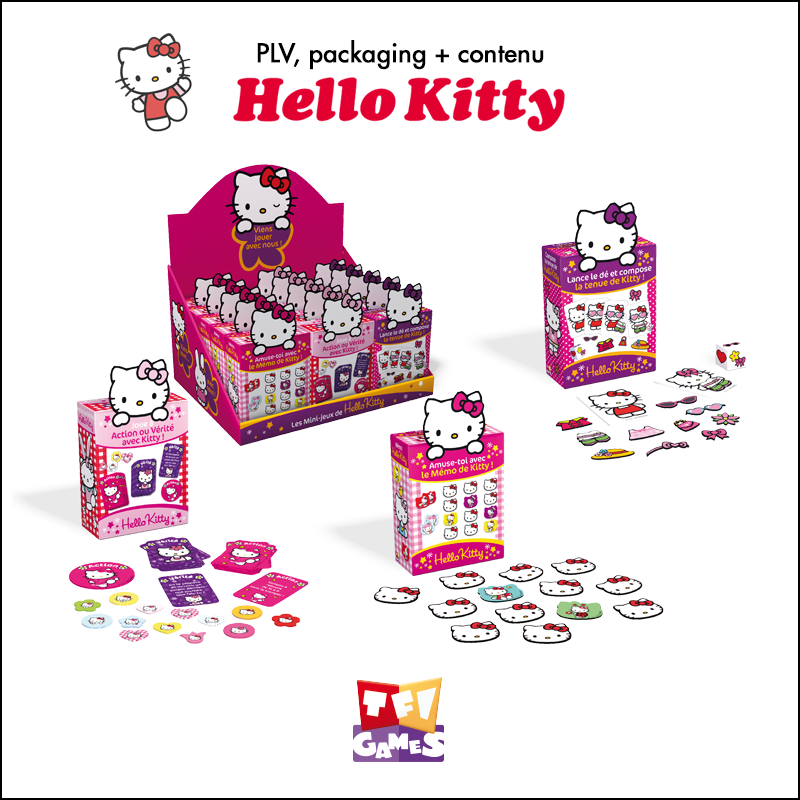 PLV, packaging, contenu de jeu Hello Kitty
